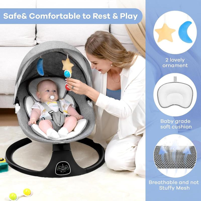 Rock Your Baby to Sleep Anywhere! 🌟 Electric Bassinet & Rocker with 5 Speeds, 10 Lullabies, Remote Control & More! Perfect for Indoor & Outdoor Use! 💖✨