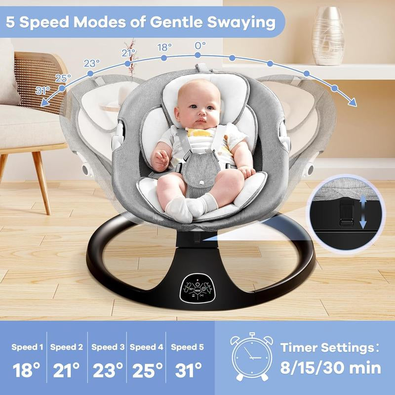 Rock Your Baby to Sleep Anywhere! 🌟 Electric Bassinet & Rocker with 5 Speeds, 10 Lullabies, Remote Control & More! Perfect for Indoor & Outdoor Use! 💖✨