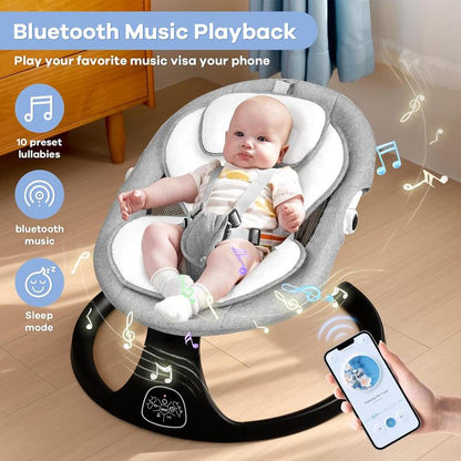 Rock Your Baby to Sleep Anywhere! 🌟 Electric Bassinet & Rocker with 5 Speeds, 10 Lullabies, Remote Control & More! Perfect for Indoor & Outdoor Use! 💖✨