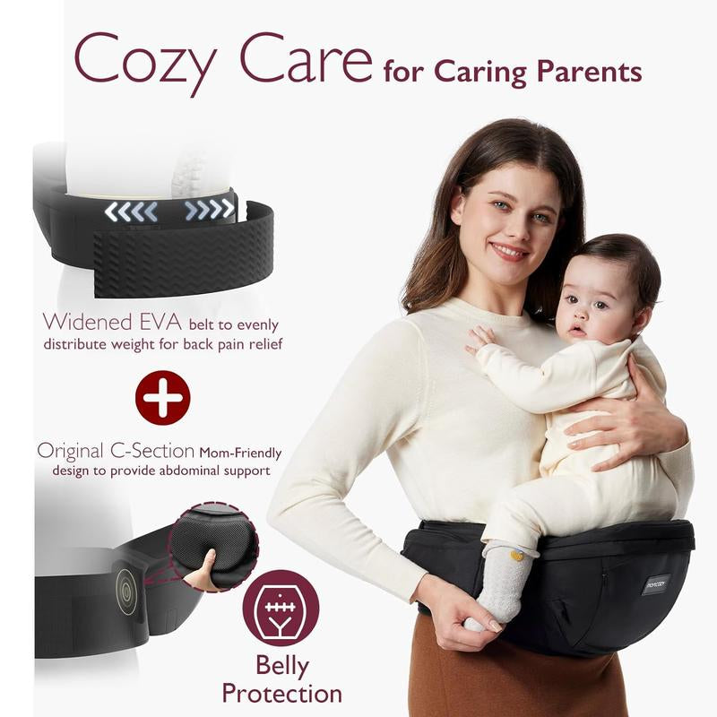 Momcozy Ergonomic Hip Seat Baby Carrier - Adjustable, Portable & Perfect for Newborns to Toddlers (Up to 45lbs) - Ideal Gift for Moms on the Go!